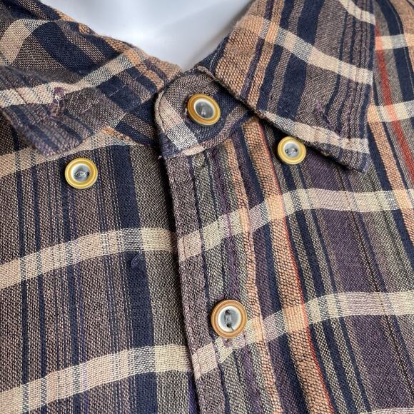 Carbon 2 Cobalt Men's Brown Plaid‎ Button Up Shirt Size L Classic Casual Rustic - Picture 4 of 14